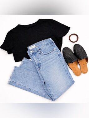 Madewell Mid Rise Perfect Vintage Jeans 27 Raw Hem Straight Crop